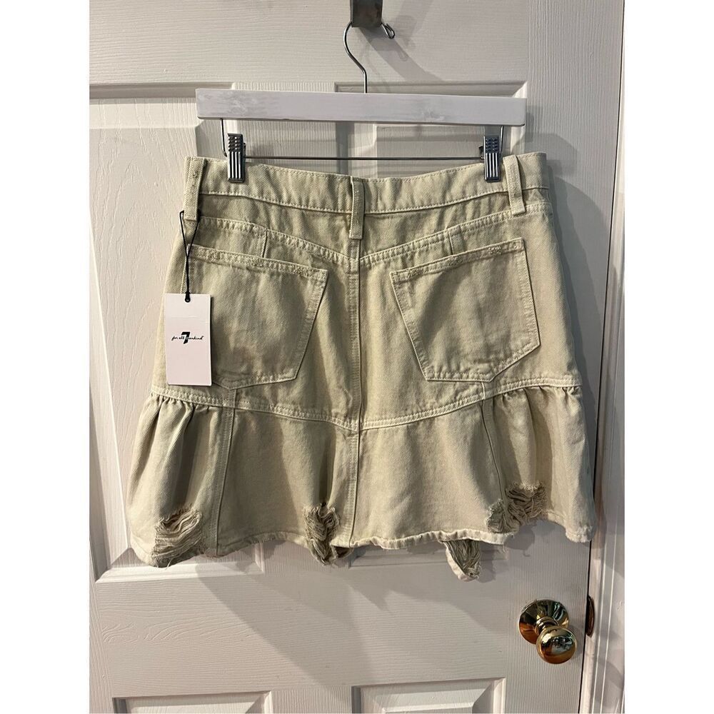 7 For All Mankind Peplum Distressed Denim Skirt in Soft Olive sz 30 NWT SOLD OUT - Picture 10 of 10